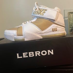 Lebron 2s. Size 12 gold & white